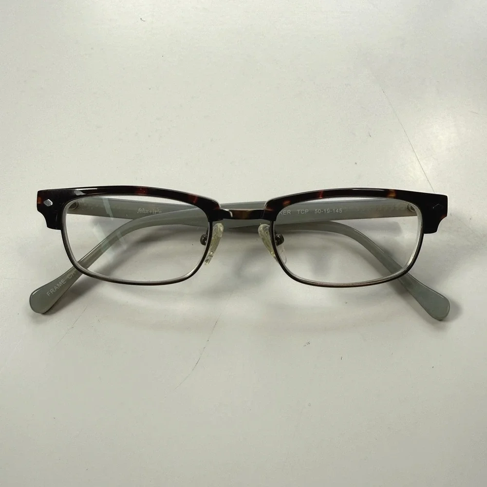 Felix + Iris Walker TCP Browline Eyeglass Frame 50-19-145‎ Brown Tortoise Blue